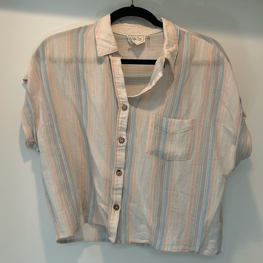 Stripe gauzy pastel button down.